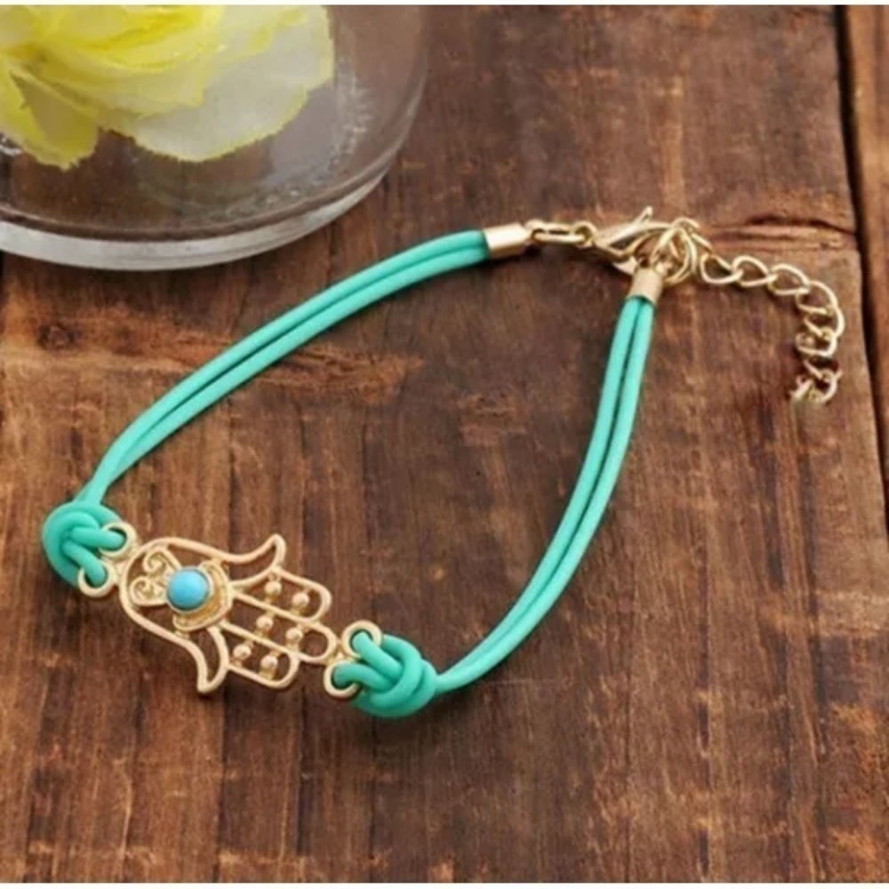 NWT🧿Hamsa Evil Eye Lucky Boho Gold Bead Nracelet - Picture 7 of 8